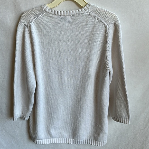 Lands’ End white 3/4-sleeve crew neck sweater, size M - Picture 5 of 7